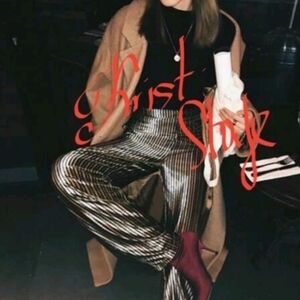 Like New Zara Wide Leg Multi Coloured Velvet Striped Pants - Size Small